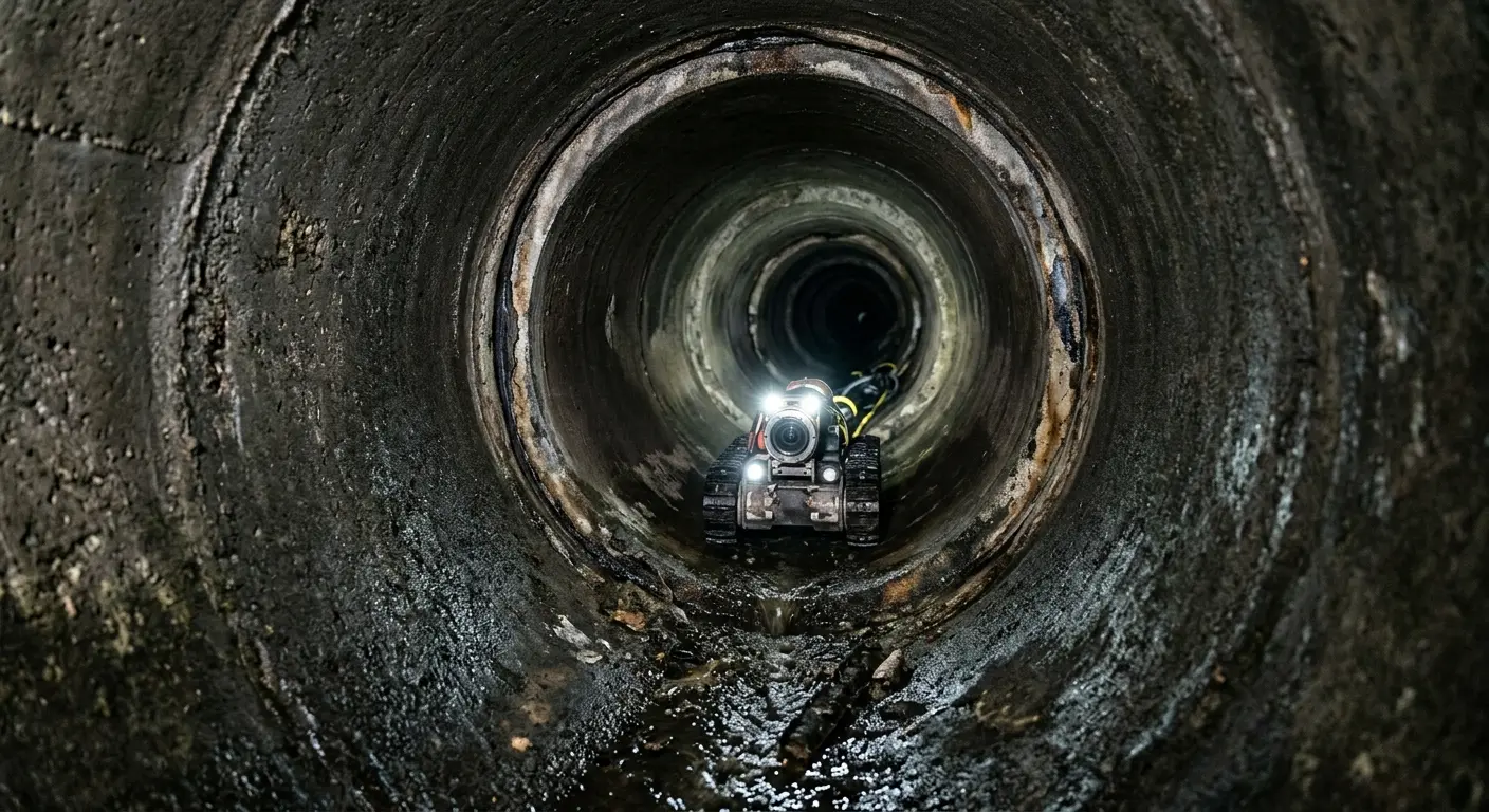 Robotic sewer camera inspecting pipe interior for Sewer Line Repair in Lititz